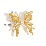 Gold Butterfly Stainless Steel Earrings for Women – Light Luxury Wing Design Jewelry