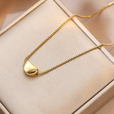 Bean Pearl Pendant Box Chain Necklace for Women – Korean Style Titanium Steel Jewelry