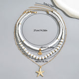 Coastal Charm Bead Mix Necklace for Women – Fashionable Alloy Jewelry
