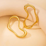 Chic Gold Wavy Drop Earrings for Women – Stainless Steel Irregular Lightweight Jewelry