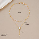 Floral Pearl Accent Necklace for Women – Korean Style Titanium Steel Jewelry