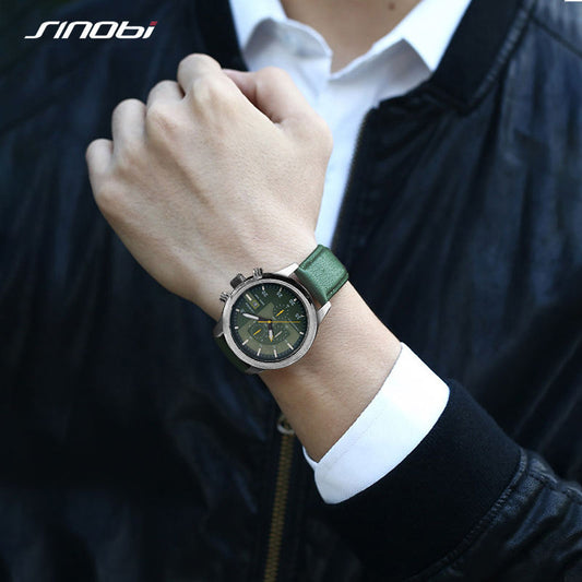Sinobi Men's Quartz Watch – Multifunction Business Timepiece with Calendar & Leather Strap