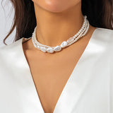 Modern Muse Triple-Layer Heart Pearl Necklace – Imitation Pearl Jewelry for Women