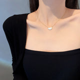 Luxury Pearl Bean Pendant Necklace for Women – Korean Style Titanium Steel Jewelry