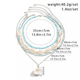 Blue Shell Harmony Dual Bead Necklace for Women – Fashionable Alloy Jewelry