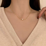 Bar Pendant Single Pearl Necklace for Women – Korean Style Titanium Steel Jewelry