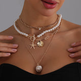 Ocean Pendant Layered Mix Necklace for Women – Fashionable Alloy Jewelry
