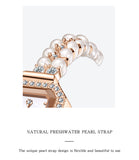 MOKAGO Luxury Amethyst Women’s Watch – Mother of Pearl Dial with Pearl Bracelet