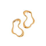 Chic Gold Wavy Drop Earrings for Women – Stainless Steel Irregular Lightweight Jewelry