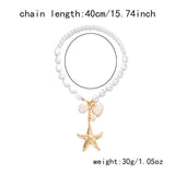 Starfish & Pearl Ocean Charm Necklace for Women – Fashionable Alloy Jewelry