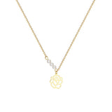 Rose Charm Pearl Trio Necklace for Women – Korean Style Titanium Steel Jewelry