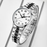 SK Women’s Quartz Business Watch – Elegant Calendar Dial, Waterproof Stainless Steel Strap