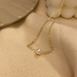Bar Pendant Single Pearl Necklace for Women – Korean Style Titanium Steel Jewelry