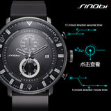 Sinobi Men’s Quartz Chronograph Watch – Waterproof Business Watch with Silicone Strap