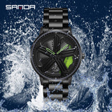Sanda Men’s Quartz Watch – 360° Rotating Dial, Stainless Steel Strap, Waterproof Wristwatch