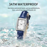 Sinobi Women's Waterproof Quartz Watch – Rectangular Dial with Leather Strap