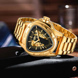T-Winner Men’s Mechanical Triangle Watch – Luminous Stainless Steel Wristwatch