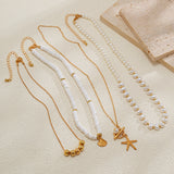Layered Pearl Luxe Sea Charm Necklace for Women – Fashionable Alloy Jewelry