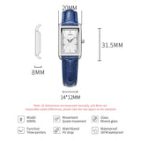 Sinobi Women's Waterproof Quartz Watch – Rectangular Dial with Leather Strap