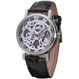 T-Winner Women's Skeleton Watch – Minimalist Leather Strap, Mechanical Timepiece