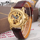 T-WINNER Women's Skeleton Watch – Automatic Mechanical Leather Strap, Fashion Timepiece