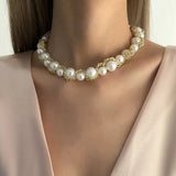 Gold-Twisted Pearl Choker Necklace – Elegant Statement Jewelry for Women