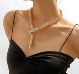 Exaggerated Snake Pendant Necklace – Punk Rhinestone Jewelry for Women