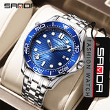 SANDA Men’s Stainless Steel Quartz Watch – Casual Analog Wristwatch with Calendar