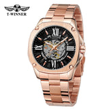 T-Winner Men’s Automatic Skeleton Mechanical Watch – 30M Waterproof, Alloy Strap