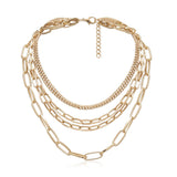 Geometric Layered Chain Necklace – Retro Punk Multi-Layer Statement Jewelry for Women