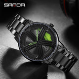 Sanda Men’s Quartz Watch – 360° Rotating Dial, Stainless Steel Strap, Waterproof Wristwatch