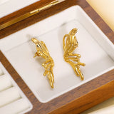 Gold Butterfly Stainless Steel Earrings for Women – Light Luxury Wing Design Jewelry