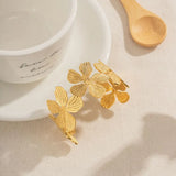 Gold Floral Cutout Cuff Bracelet for Women – Stainless Steel Open Design