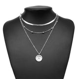 Layered Coin Pendant Necklace – Sparkling Multi-Chain Jewelry for Women