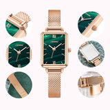 SINOBI Women's Rectangle Quartz Watch – Stainless Steel Strap, Luxury Timepiece