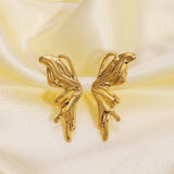 Gold Butterfly Stainless Steel Earrings for Women – Light Luxury Wing Design Jewelry