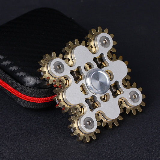 Metal Gear Fidget Spinner – Nine-Tooth Linkage EDC Toy for Stress Relief & Focus