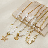 Layered Bead Shell Charm Necklace for Women – Fashionable Alloy Jewelry