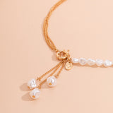 Baroque Pearl Chain Necklace – Irregular Gold Clavicle Necklace for Women
