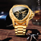 T-Winner Men’s Mechanical Triangle Watch – Luminous Stainless Steel Wristwatch