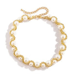 Gold-Twisted Pearl Choker Necklace – Elegant Statement Jewelry for Women