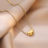 Bean Pearl Pendant Box Chain Necklace for Women – Korean Style Titanium Steel Jewelry