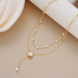 Floral Pearl Accent Necklace for Women – Korean Style Titanium Steel Jewelry