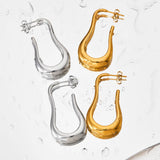 Gold Stainless Steel Wavy Hoop Earrings for Women – Non-Fading Luxury Jewelry