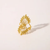 Textured Filigree Gold Ring for Women – Adjustable Stainless Steel Jewelry
