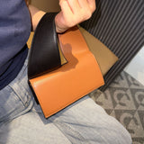 Color Block Crossbody Bag for Women – Trendy PU Shoulder Handbag with Wide Strap