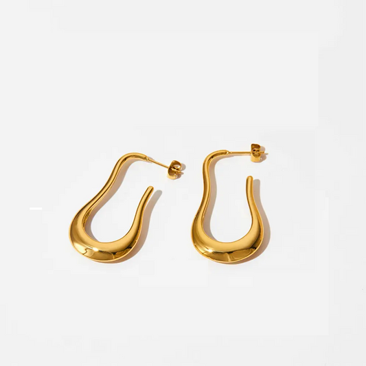 Gold Stainless Steel Wavy Hoop Earrings for Women – Non-Fading Luxury Jewelry