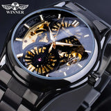 Winner Skeleton Automatic Mechanical Watch for Men – Stainless Steel Waterproof Timepiece