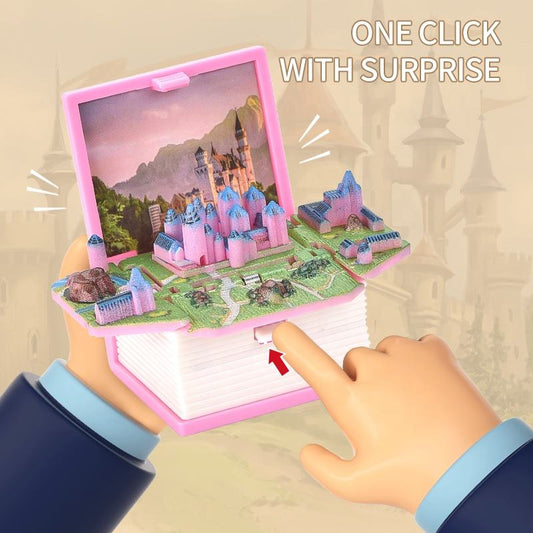 3D Folding Castle Pop-up Keychain – Mini Decompression Toy for Teens