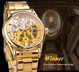 Winner Skeleton Automatic Mechanical Watch for Men – Stainless Steel Waterproof Timepiece